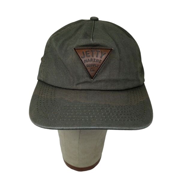 Jetty Life Marine Supply Olive Green Cap Hat Adjustable Leather Strap Buckle - Picture 1 of 10